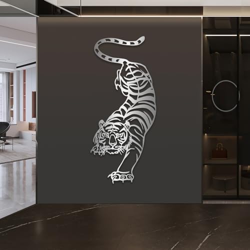 Tiger Metal Wall Art Decor Durable Wildlife Sculpture for Home