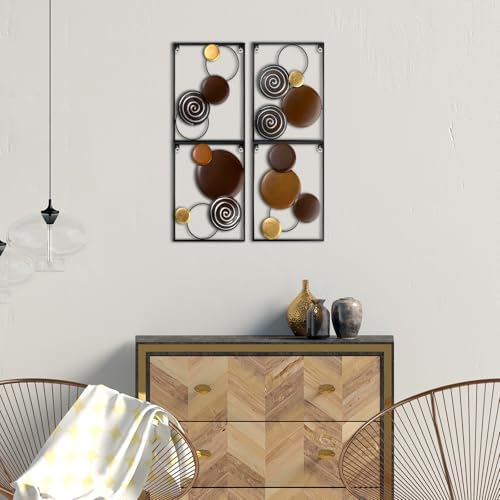Tandefio 4 Pcs Round Metal Wall Art Sculpture Decor