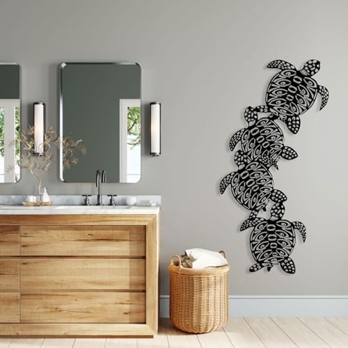 Haass Sea Turtle Metal Wall Art Decor Silver 24 x 12 in