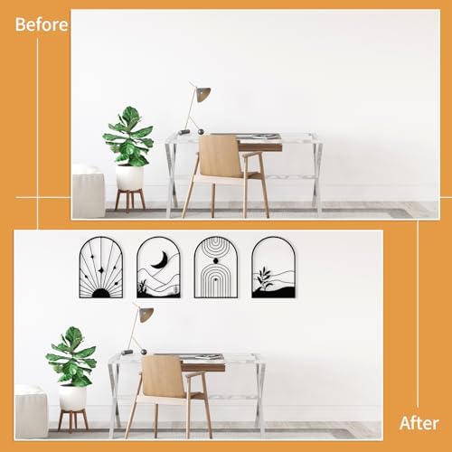 WOWSTAR 4 Pcs Black Metal Wall Art Sculpture
