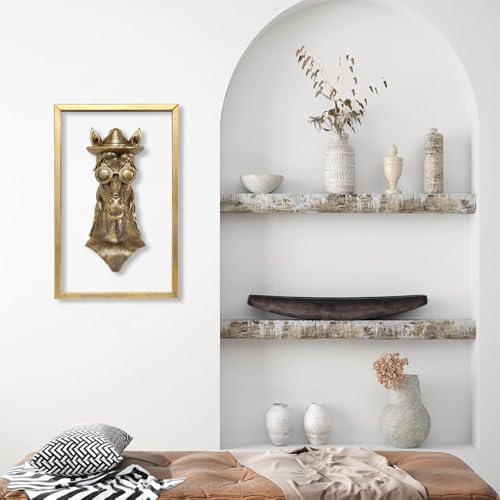 Animal Heads Wall Decor with Metal Frame