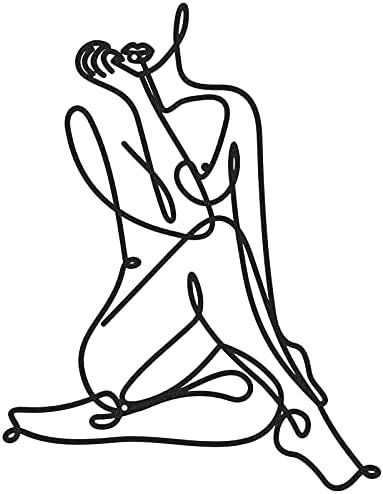 LEIFIDE Metal Wall Art - Abstract Female Wire Decor 138 x 118 Inch Black