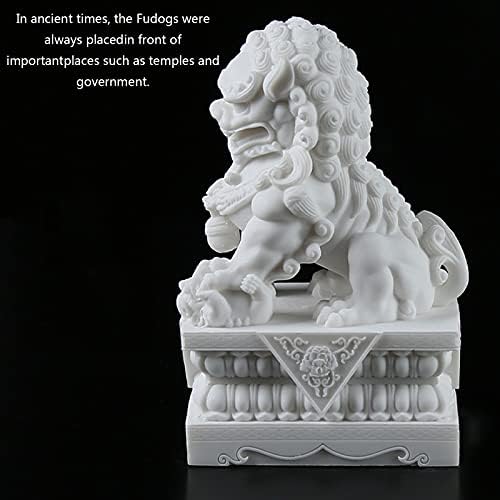 Pair of Large Marble Foo Dogs Statues for Home and Office