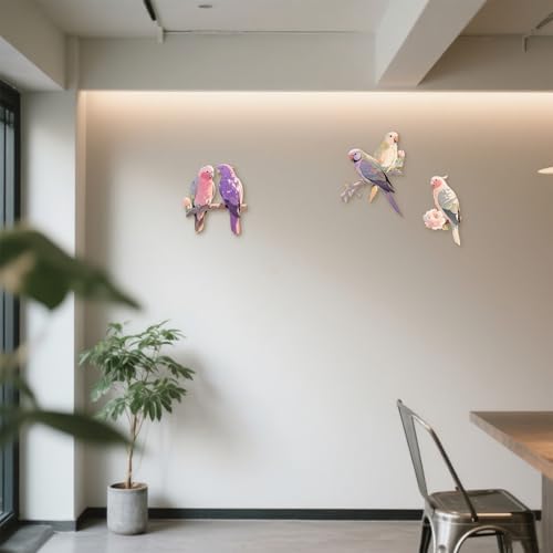 Retro Purple Parrot Wall Sculptures Set of 5