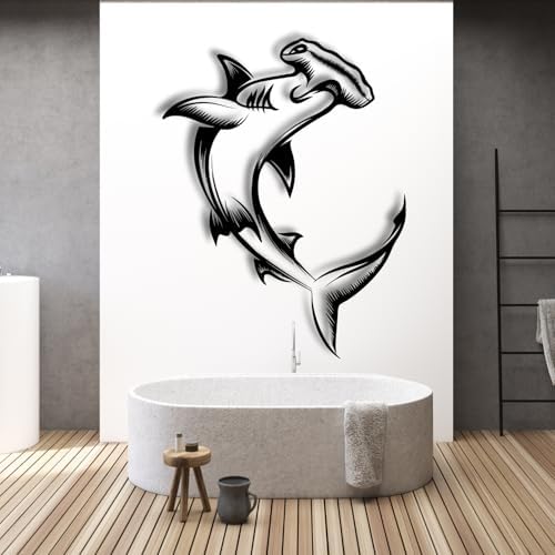 Tawinone Shark Metal Wall Art 76x58 cm Black Wall Decor