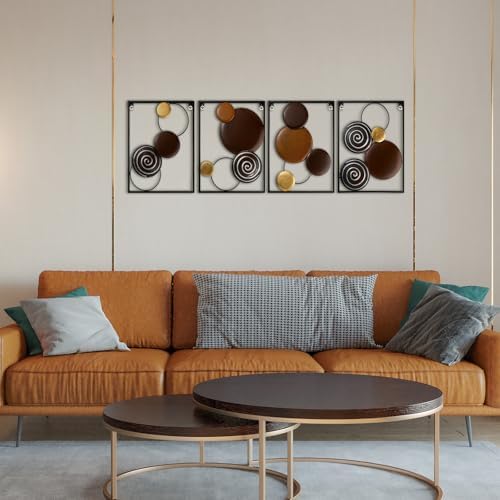 Tandefio 4 Pcs Round Metal Wall Art Sculpture Decor