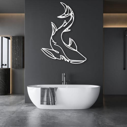 Shark Metal Wall Decor Modern Nautical Art 19x14 Inch