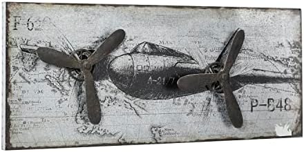 Deco 79 Metal Airplane Wall Decor Propeller Sculpture 46 x 18 inches Silver