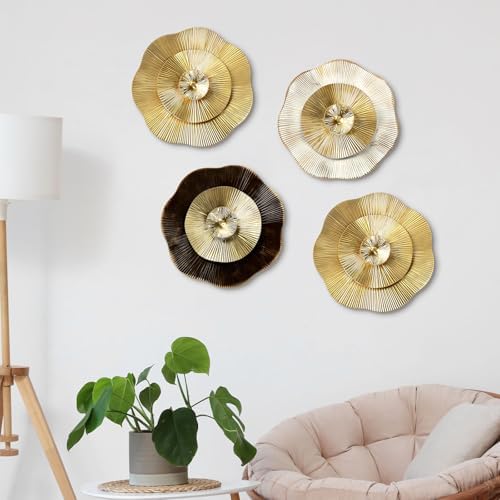 Shimeyao 4 Pcs 12 Inch Gold Metal Wall Decor Sculptures