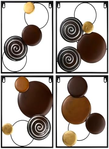 Tandefio 4 Pcs Round Metal Wall Art Sculpture Decor