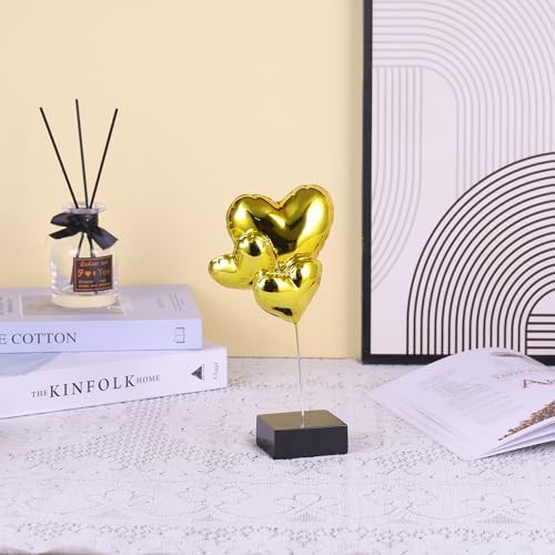 Suruim Gold Resin Balloon Heart Statue