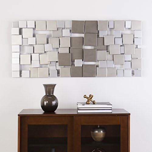 SEI Furniture Wavson Wall Sculpture Geometric Design Unique Wall Art Silver 47 x 225