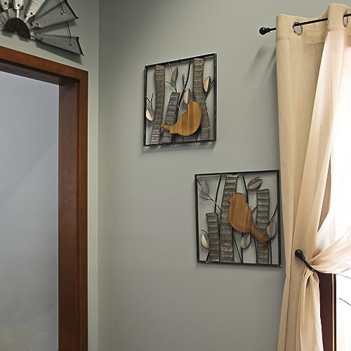 Zeckos Set of 2 Rustic Birds and Branches Wall Sculptures