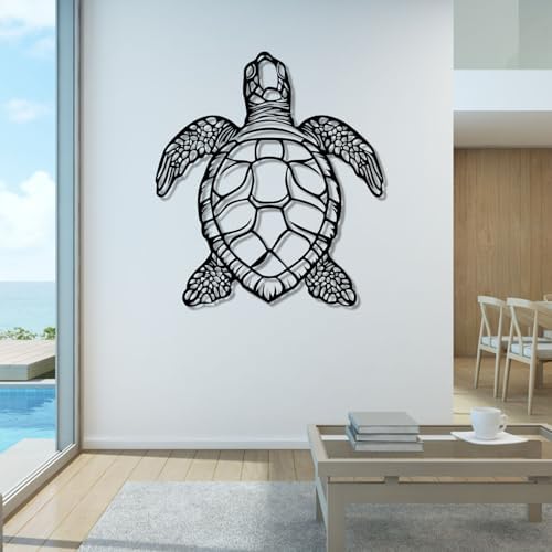 Gold Metal Sea Turtle Wall Art 19x17 Inches