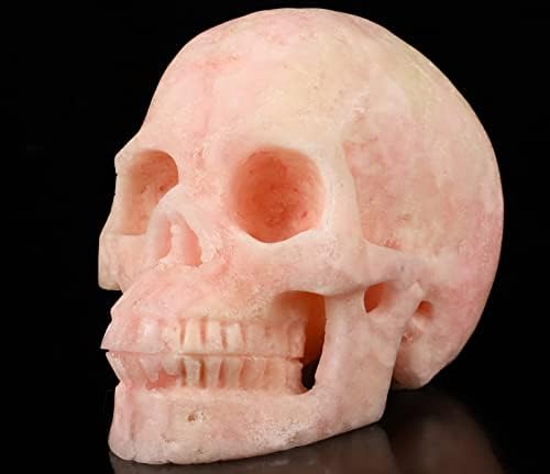 Skullis 5 Inch Pink Aragonite Crystal Skull Statue