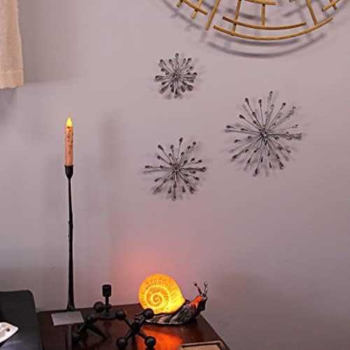 Set of 3 Metal Starburst Wall Sculptures - Silver Finish