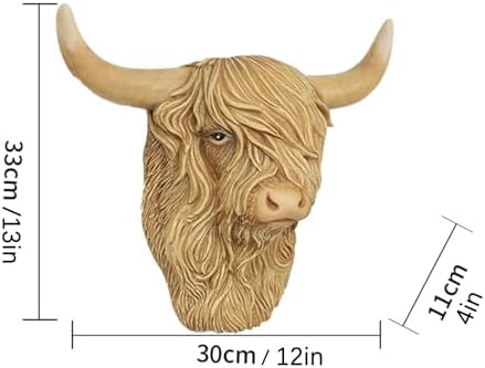 Resin Highland Cow Wall Decorations Brown