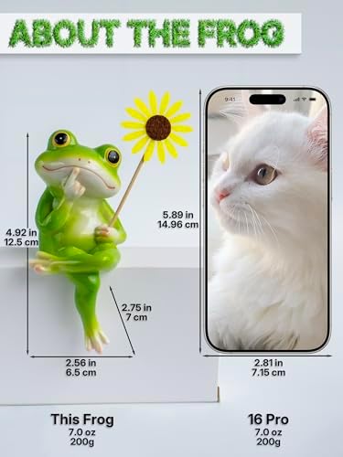 Fuzrea Funny Frog Statue with Removable Flower