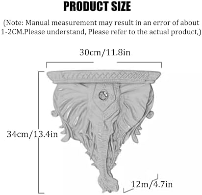 118 Inch Artificial Elephant Head Wall Decor with Shelf
