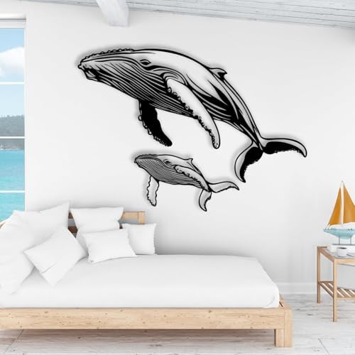 DuiDuiQ Metal Whale Wall Art Decor Modern Ocean Sculpture