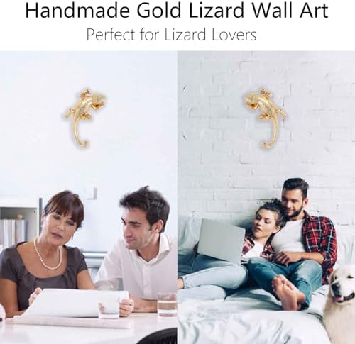 SnowOwl Gold Lizard Wall Sculpture Decor