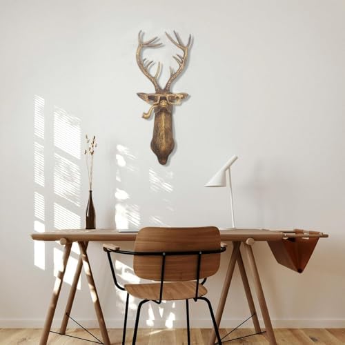 Deer Wall Sculpture Resin Animal Head Decor Rustic Wall Art for Home Office Living Room