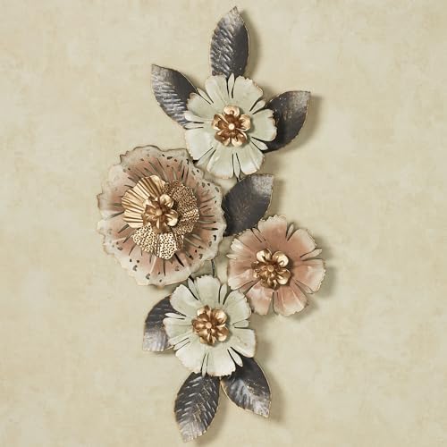 Touch of Class Floral Rhapsody Wall Art Dusty Blush Ivory Gold and Purple Flowers Hanging Sculpture Decor