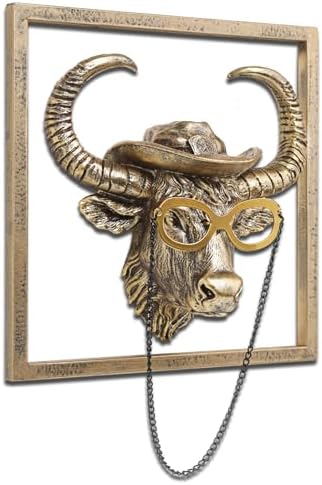 JJALIGHTS Exquisite Resin Bison Wall Sculpture with Gift Frame