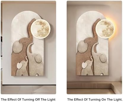 Homary 315 Inch LED 3D Acrylic Wall Sculpture Elephant Moon Art Decor