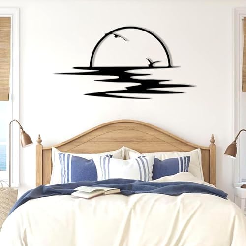Flyoak Metal Sunrise Wall Art - 47x24 Inch Silver Decor