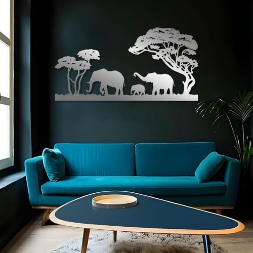 Veplsur Elephant Family Metal Wall Art Modern Safari Sculpture