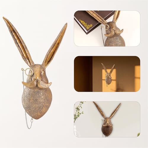 Xuanpax Gold Rabbit Wall Sculpture Vintage Decor