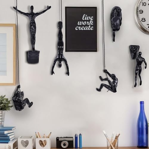 Set of 6 Climbing Man Wall Sculptures