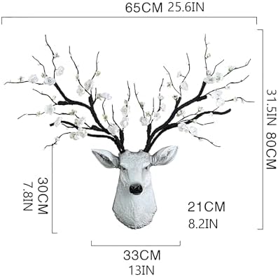 Wall Mounted Fake Deer Head Sculpture - White
