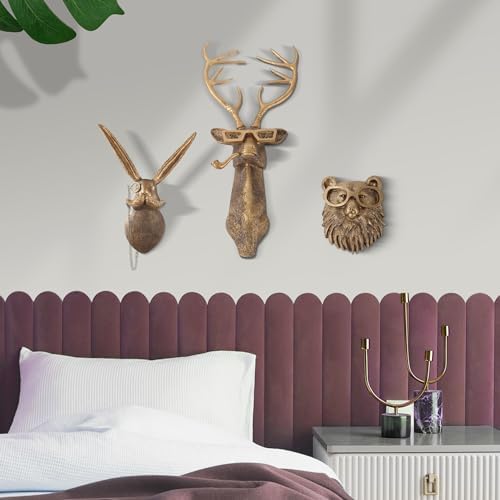 Gold Animal Head Wall Sculpture for Home Decor