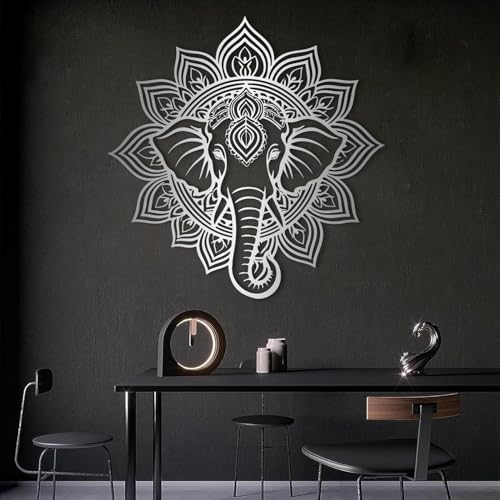 Mandala Elephant Metal Wall Art 47x47 cm