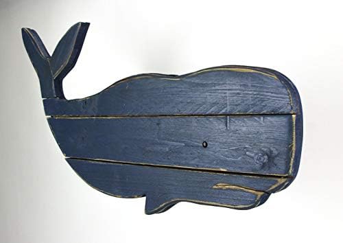 Zeckos 30 Inch Blue Carved Wood Whale Wall Decor