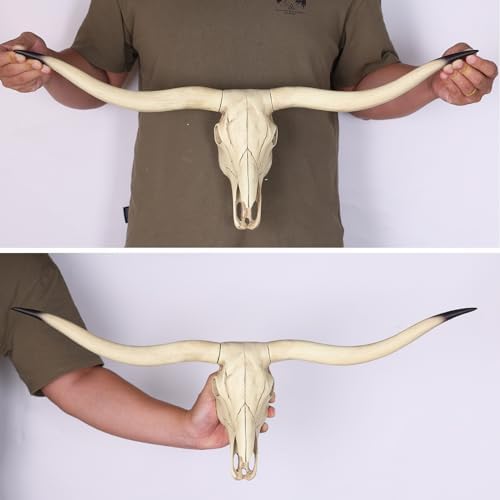 ZHANYUN Long Horn Cow Skull Wall Decor Beige