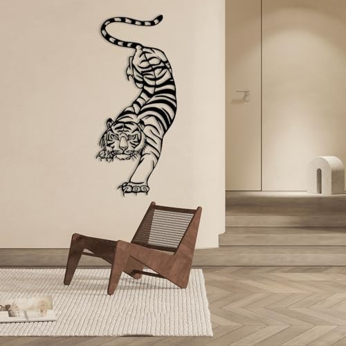 Tiger Metal Wall Art Decor Durable Wildlife Sculpture for Home