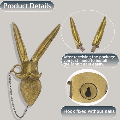 Rabbit Head Wall Art Decor Vintage Resin Sculpture