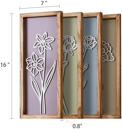 HKBS 3D Flower Wall Art Set of 4 Decor