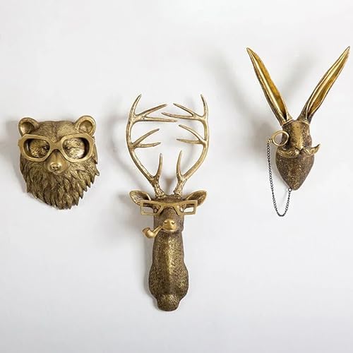 ONERWN Faux Rabbit Head Wall Decor Sculpture