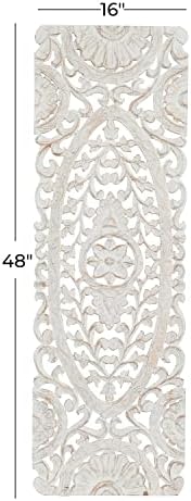 Deco 79 White Wooden Floral Wall Sculpture 16x1x48