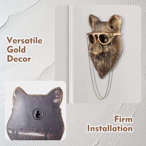 Gold Animal Head Wall Sculpture for Home Decor