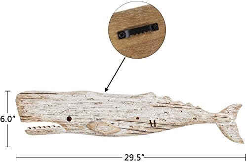 Wooden Fish Wall Decor - Rustic Nautical Whale Sculpture