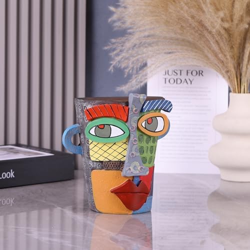 Abstract Art Face Sculpture Modern Colorful Resin Statue