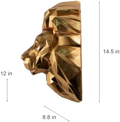 Guichifun Gold Lion Head Wall Sculpture - 143 Inch Resin Wall Decor