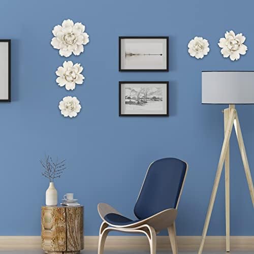 LIUCOGXI 5 Pcs White Ceramic Peony Wall Sculpture