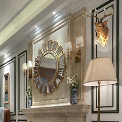 Modern Deer Head Wall Lamp Resin Sculpture
