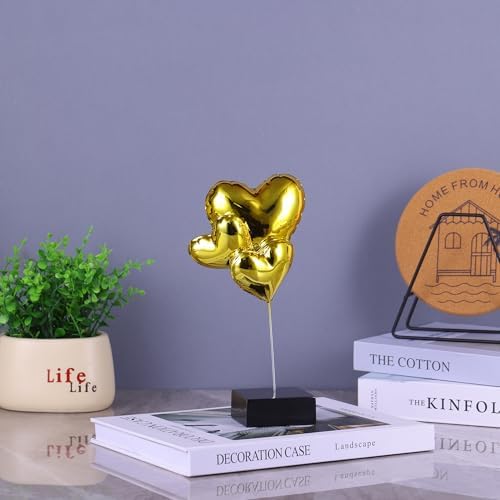 Suruim Gold Resin Balloon Heart Statue